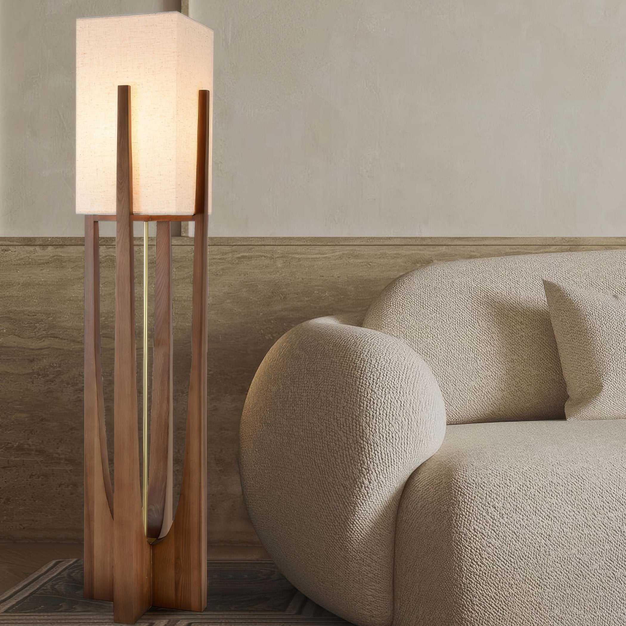 Japanese Wooden Walnut Floor Lamp – Modern LED Standing Lamp