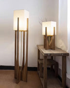 Japanese Wooden Walnut Floor Lamp – Modern LED Standing Lamp
