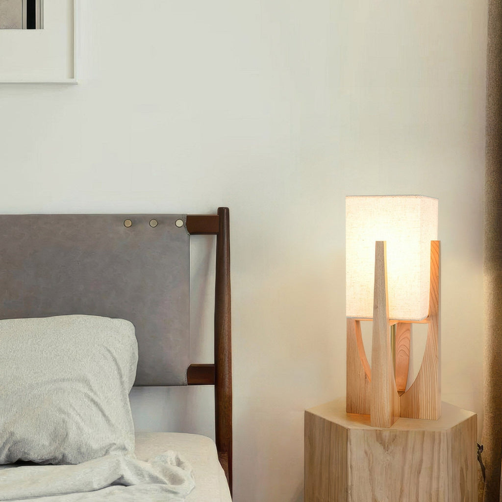 Japanese Wooden Walnut Floor Lamp – Modern LED Standing Lamp