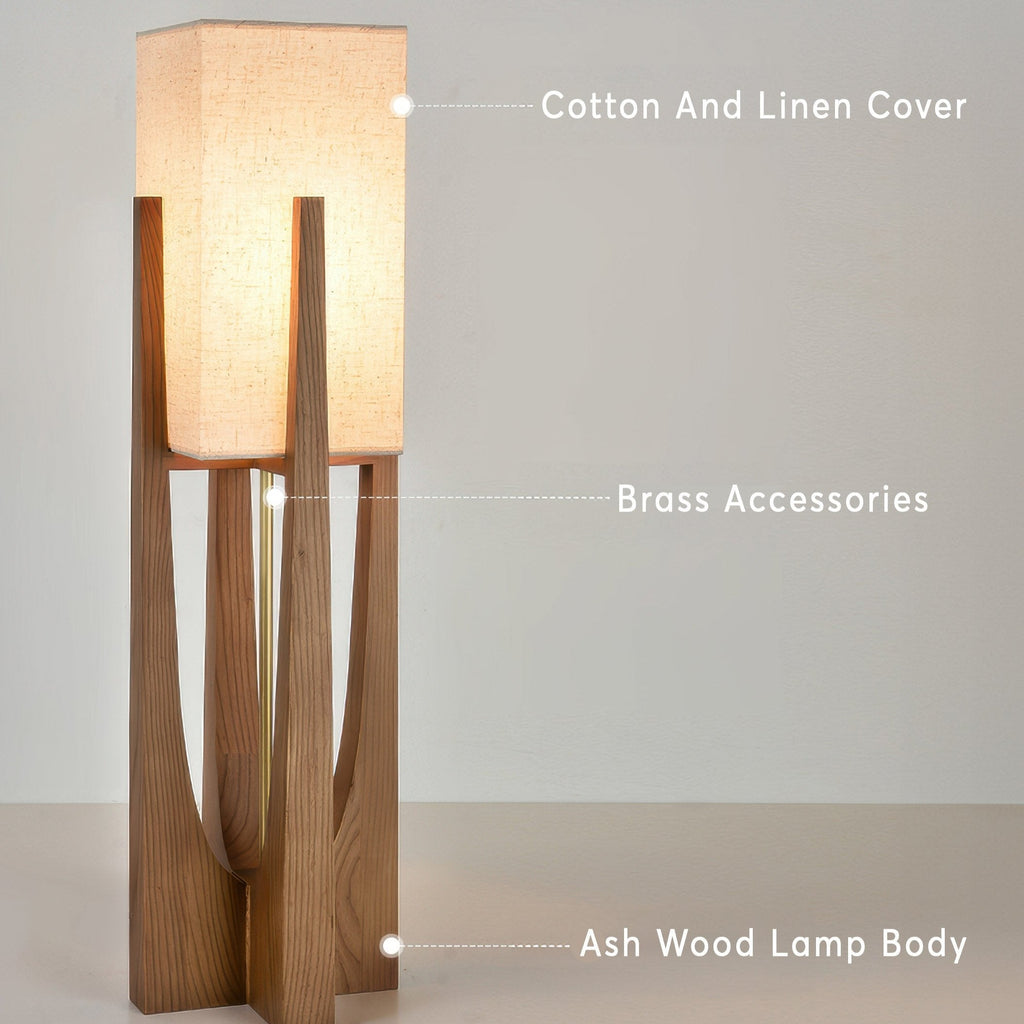 Japanese Wooden Walnut Floor Lamp – Modern LED Standing Lamp