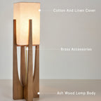 Japanese Wooden Walnut Floor Lamp – Modern LED Standing Lamp